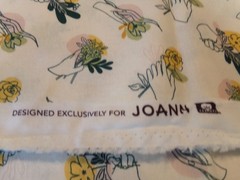 3/4 YD X 44″ VINTAGE UNIQUE YELLOW FLORAL W/HANDS JOANN NEW COTTON#2644