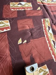2 Pieces 36x 44 Each Fabric Brown/Red Colors Geometric Pattern Soft Fabric