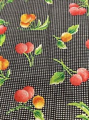 Vintage General Fabrics Cotton Fruit On Black & White 1/2 Yard (18 By 44”)