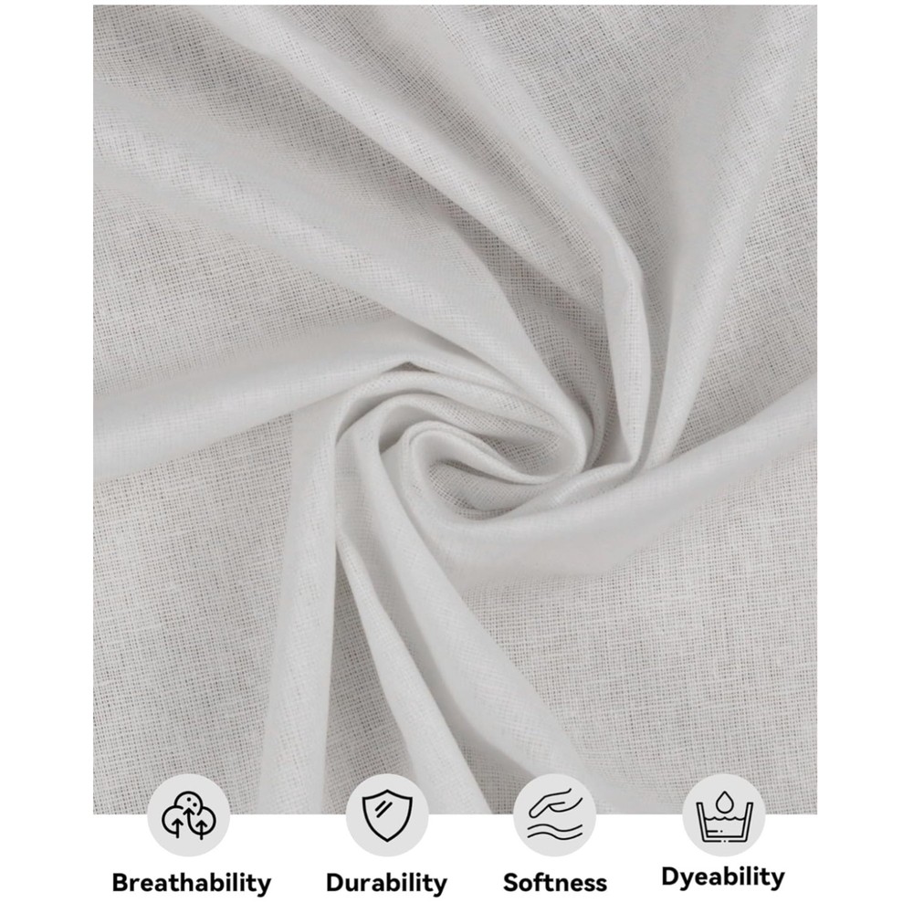 Bleached Muslin Linen Material – 100% Cotton