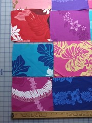 40 pcs of Hawaiian print remnants, approximately 7″ x 8″ for quilting; preowned
