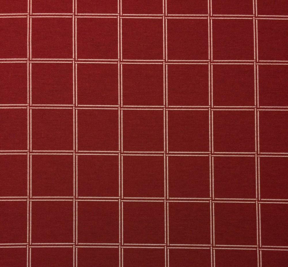 BALLARD DESIGNS WINDSOR CRIMSON RED SUNBRELLA CHECK FABRIC 2.1 YARDS 54″W