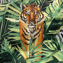 Richloom Solarium Fabric Outdoor Floral Animal Zebra Leopard Tiger Palms Safari