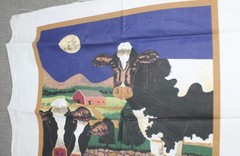 Farm Animal Barnyard Cow Chicken Cat Fabric Panel Quilting Crafts 47″ x 34″
