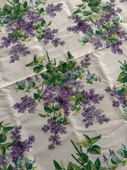 Botanical Floral Lilac Print Cotton Fabric Pillowcase Sheets Bedding 11.33Yd LOT