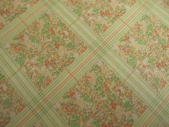 Vtg 70-80’s Lightweight knit Lime Green Orange Geometric floral 1yd 14″ x 60