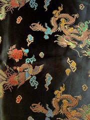 Hope BLACK Dragon Brocade Chinese Satin Fabric by the Yard – 10040