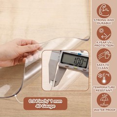 Joyfolk 54 Inch x 15 ft Clear Vinyl Roll 54 X 15 Ft;40 Gauge,