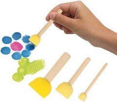 WAFJAMF 20 Pcs Round Sponges Brush Set 4 Sizes DIY Painting Tools Yellow | Wo…