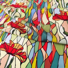 55” Wide By Yard Floral Patchwork Poplin Material Soft Viscose Fabric Sewing