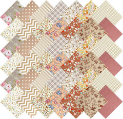 42Pcs Brown Charm Packs for Quilting, 100% Cotton Fabric Squares 5 X 5Inch Pre-C