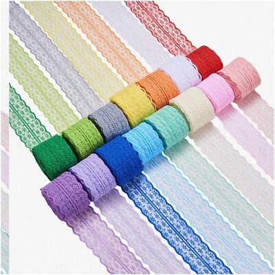 Vibrant Floral Polyester Lace Ribbon 15 Rolls
