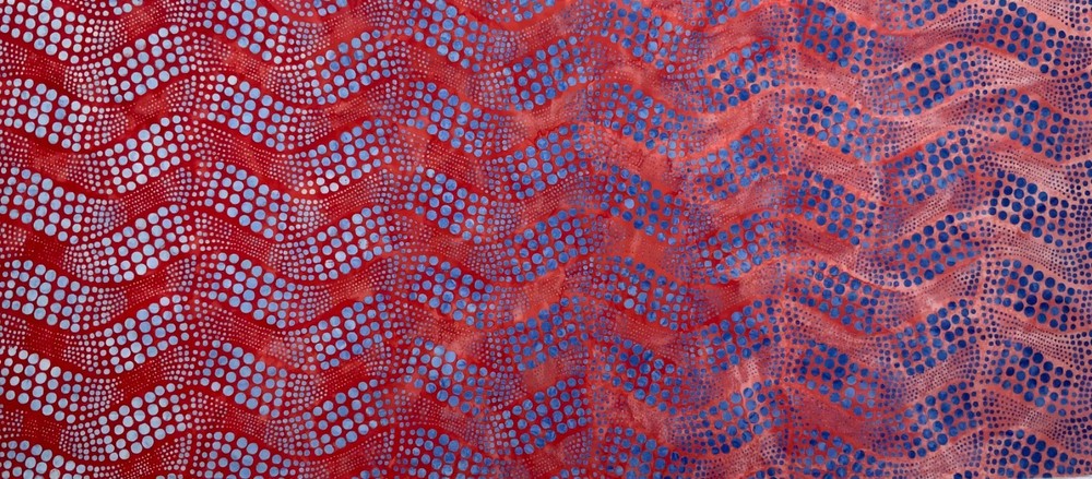 1 Yard Cut of Lunn Fabric Dotty Wave Ombre Batik 100% Cotton 3169 Red Blue