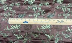 Asian Satin Brocade Floral Bamboo Pattern Gold on Brown 1Y #23