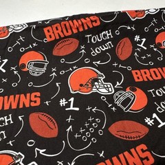Cleveland Browns NFL Football Print Fabric Black Orange White Brown 1 yd 33 in