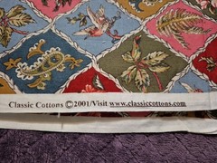 Vtg 2001 Classic Cottons Cotton Fabric Floral Paisley Birds Diamond 4yd 20″ x 42