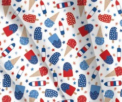 Patriotic Minis Americana Ice Cream 6061 W 4th Fabric Half yd cont cuts