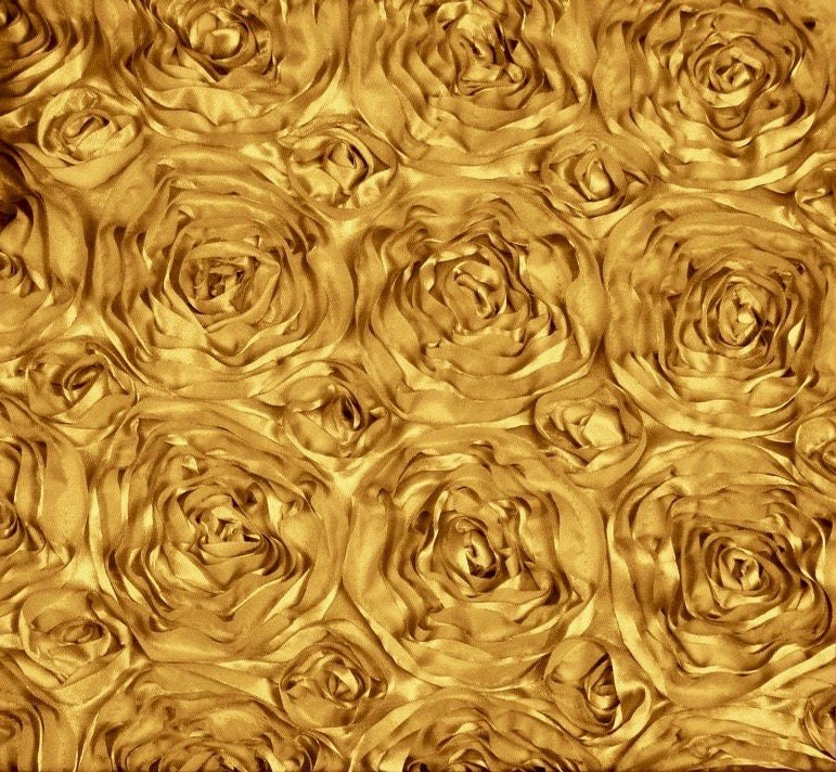 Paige BRIGHT GOLD 3D Floral Polyester Satin Rosette Fabric by the Yard – 10028