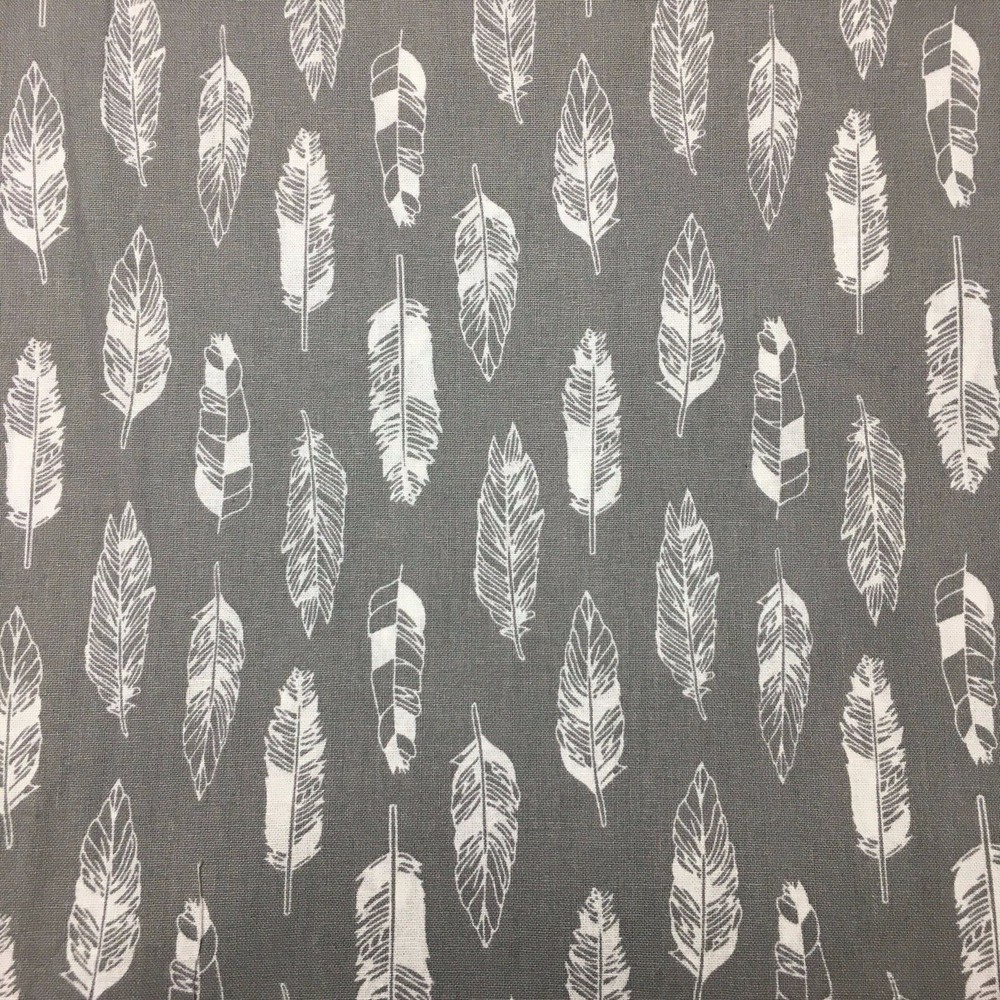 1/2 M White Feathers *CHOOSE COLOUR* Quilting Sewing Fabric Cotton Black or Grey