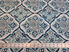 Richloom Solarium Teal Turquoise Gray Ogee Medallion Outdoor Fabric – 2.5 Yards