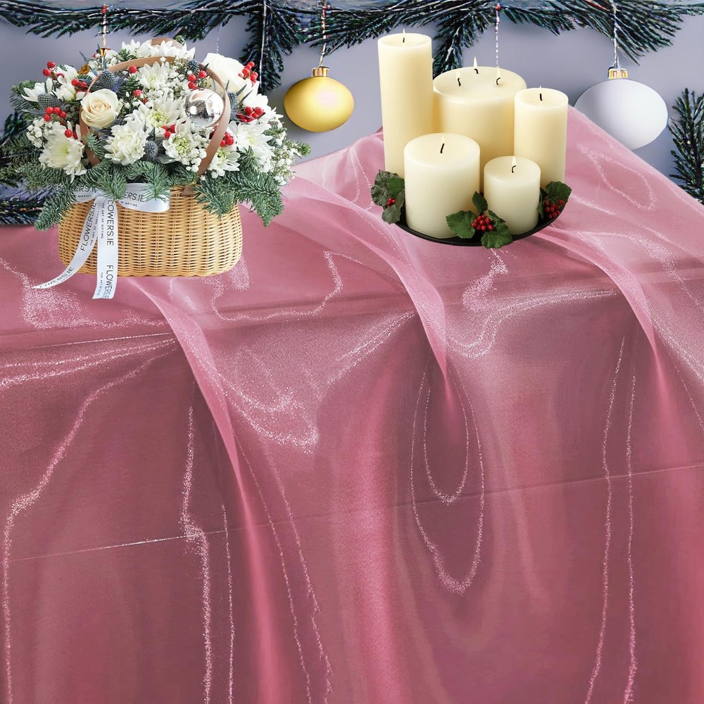 Dusty Pink Organza Fabric, 10 Yards Continuous, 45” Wide, Wedding Party Decor…
