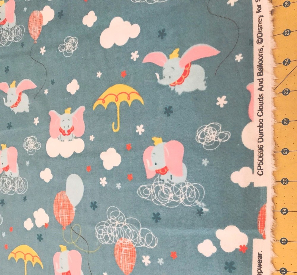 2014 Dumbo Clouds and Balloons Disney 18” X42” Flannel fabric #2622a