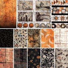 Studio E – Scary Spice – Paper Collage – Butterscotch, Fabric BTY