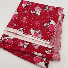 1 Yard x 43” PEANUTS SNOOPY HEART TOSS VALENTINE POLKA DOTS FABRIC RED CP66042