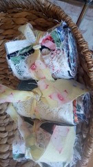3 Snippet Rolls Fabric Junk Journal Grunge 3″ Wide 36″ Long *Video Below