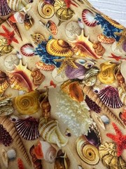 Seashell Starfish Sand Dollar Ocean Beach Coastal Fabric Cotton 1/4 Yard