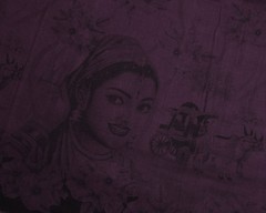 Sushila Vintage Wine Scrap Saree Pure Linen Printed & Woven Remnant Sari Fabric