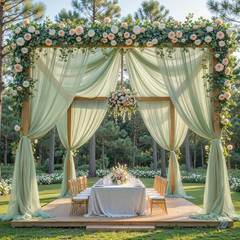 Sage Green Wedding Arch Draping Fabric, 2 Packs 29″ X 20FT Sheer Fabric Arch Dra