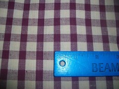 Vintage Homespun Burgundy Red Beige Plaid Cotton Craft Fabric 2 yards
