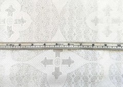 Silver Metallic Brocade Fabric Devotional Cross Design By Yard Baptism Bridal
