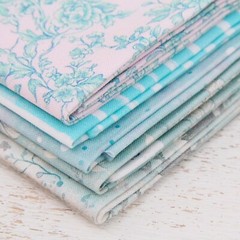 Threadart Cotton Quilting Fabric By The Yard – Vintage – Teal Flower