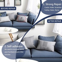 Lifenion Fabric Repair Patch, Self Adhesive 17X158 Inch, Canvas White