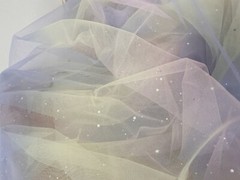 Rainbow Tulle Fabric Silver Glitter Stars Lace Fabric for Wedding Tulle Dress