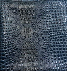 Mystic Blue Swamp 3D Crocodile embossed Leather Faux vinyl upholstery 54″ Wide
