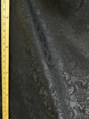 BLACK Damask Floral Upholstery Drapery Brocade Fabric (110 in.) Sold By The Yard