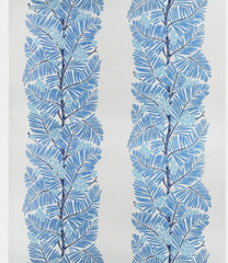 BRUNSCHWIG & FILS CURTAIN FABRIC DESIGN Palmar Print 5.2 METRES BLUE 100% LINEN