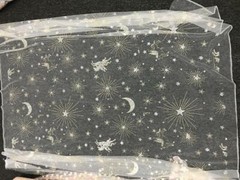 1YD Lace Fabric Illusion Star Moon Horse Silver Sequin Gold Glitter Tulle Fabric