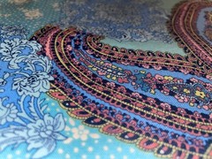 By 1/2 Yd Vintage Paisley Floral Blue Green Pink Cotton Fabric BTHY by JoAnn