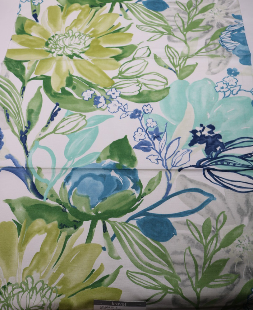 Kravet Basics 25″x36″ Fabric Remnant “Meundiers ” Color Greens Blues