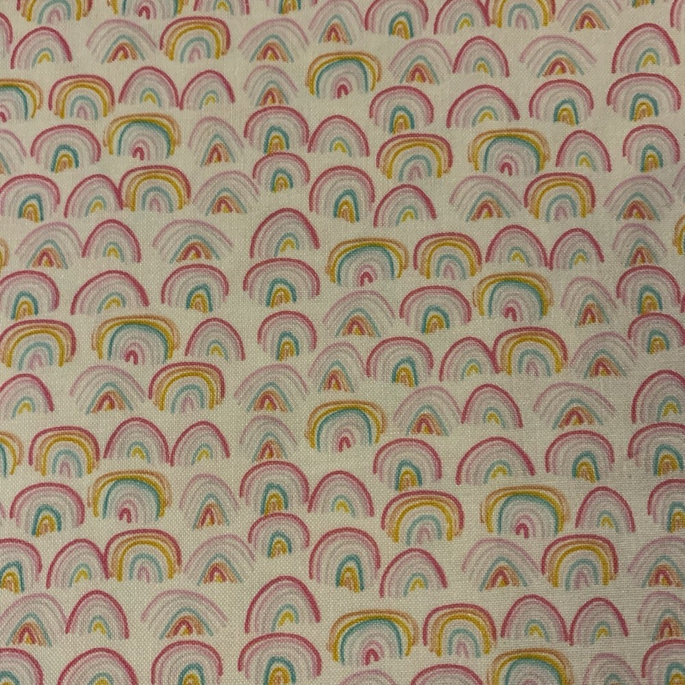 HTF Dear Stella Abstract Rainbow Fabric Blue Yellow Pink Green Fuchsia White BTY