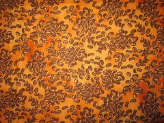 COFFEE BEANS ROAST JAVA BROWN ORANGE COTTON FABRIC FQ