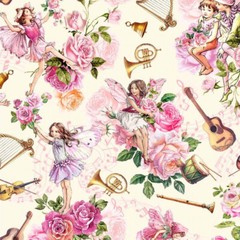 SPRING SONG FLOWER FAIRIES BY MICHAEL MILLER FAIRY BOUQUET FABRIC HALF YARD