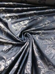 Black Woven Jacquard fabric 60” beautiful navy silver both sides useable brocade