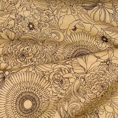 Essex Print by Robert Kaufman, Ink Black on Buff Brown, Cotton Fabric BTY