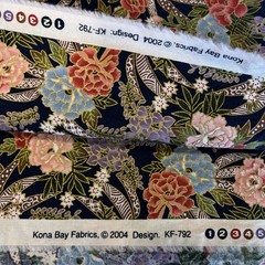 Multicolor Pink Red Blue Floral Rose Peony On Navy Blue Kona Bay 2.9 Yards