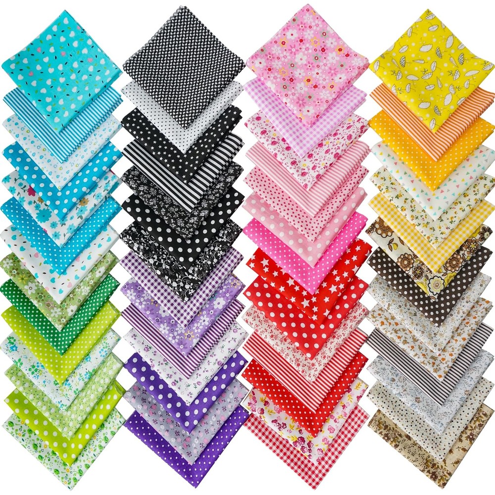 Misscrafts 56pcs Quilting Fabric 100 Cotton Craft Fabric Bundle 10×10 Inches …